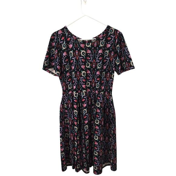 LulaRoe Sz XL Black Amelia Textured Floral Print Zip Dress - Picture 1 of 8